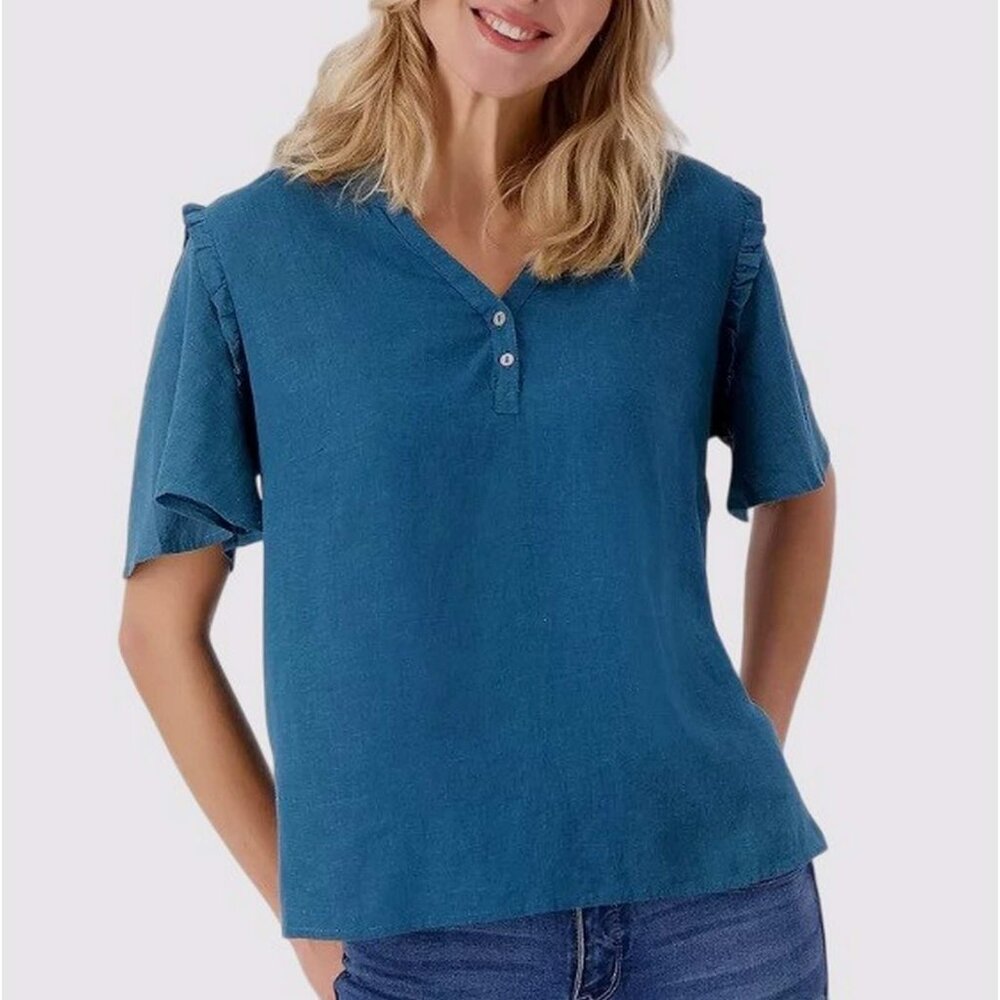 Candace Cameron Bure Flutter Sleeve Y-Neck Blouse 1X (245)